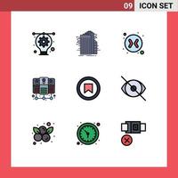 Set of 9 Modern UI Icons Symbols Signs for tag interface internet shared database server Editable Vector Design Elements