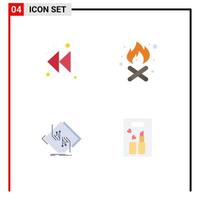 Mobile Interface Flat Icon Set of 4 Pictograms of arrow network camping board lipstick Editable Vector Design Elements