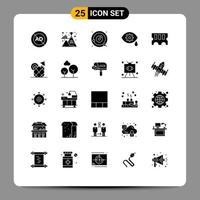 Pictogram Set of 25 Simple Solid Glyphs of hardware eye winner correction solar system Editable Vector Design Elements