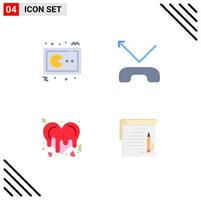 Stock Vector Icon Pack of 4 Line Signs and Symbols for pac man heart gamepad missed romance Editable Vector Design Elements