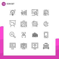 User Interface Pack of 16 Basic Outlines of performance board email place holder band Editable Vector Design Elements