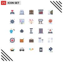 Flat Color Pack of 25 Universal Symbols of web page web food storage drawer Editable Vector Design Elements