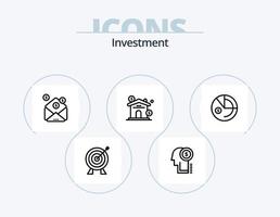 paquete de iconos de línea de inversión 5 diseño de iconos. dinero. global. negocio. mensaje. inversión vector