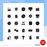 Set of 25 Vector Solid Glyphs on Grid for user online man education message Editable Vector Design Elements