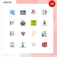 Set of 16 Modern UI Icons Symbols Signs for diary mail stethoscope love box Editable Pack of Creative Vector Design Elements