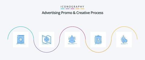 Advertising Promo And Creative Process Blue 5 Icon Pack Including scheme. algorithm. navigate. tools. designer vector