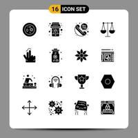 Pack of 16 creative Solid Glyphs of double finance mobile business redial Editable Vector Design Elements