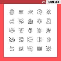 Universal Icon Symbols Group of 25 Modern Lines of cream research technology internet data Editable Vector Design Elements