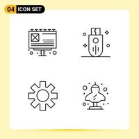 Mobile Interface Line Set of 4 Pictograms of ad cog devices stick ancient Editable Vector Design Elements