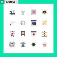 16 User Interface Flat Color Pack of modern Signs and Symbols of look view design eye website Editable Pack of Creative Vector Design Elements