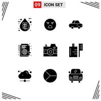 Stock Vector Icon Pack of 9 Line Signs and Symbols for media sync feeling internet file Editable Vector Design Elements