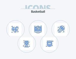 paquete de iconos de baloncesto azul 5 diseño de iconos. partido. juego. bola. baloncesto. jugador vector