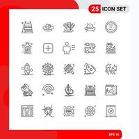 Modern Set of 25 Lines and symbols such as straw hat fashion nest beach pms Editable Vector Design Elements