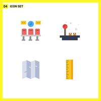 Group of 4 Modern Flat Icons Set for seats location clock game scale Editable Vector Design Elements