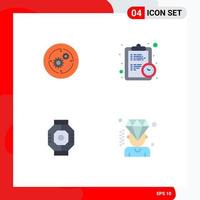 Pictogram Set of 4 Simple Flat Icons of solution airlock finance deadline component Editable Vector Design Elements