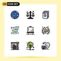 Stock Vector Icon Pack of 9 Line Signs and Symbols for coding email message file mailing email Editable Vector Design Elements