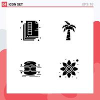 Group of 4 Modern Solid Glyphs Set for document data print tree infographics Editable Vector Design Elements