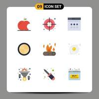 9 Creative Icons Modern Signs and Symbols of thanksgiving camping web camp fire household Editable Vector Design Elements