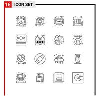 Outline Pack of 16 Universal Symbols of online ecommerce alarm test tubes blood Editable Vector Design Elements