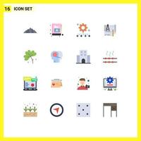 Mobile Interface Flat Color Set of 16 Pictograms of construction architecture ebook blueprint work management Editable Pack of Creative Vector Design Elements