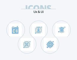 Ux And Ui Blue Icon Pack 5 Icon Design. dustbin. star. seo. recommend. favorite like vector