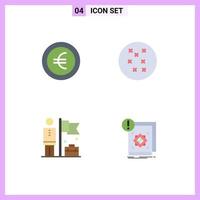 paquete de línea de vector editable de 4 iconos planos simples de información de hombre de negocios de punto de cruz estándar de moneda elementos de diseño de vector editable