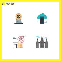 Stock Vector Icon Pack of 4 Line Signs and Symbols for camera mobile hotel cloud storage target Editable Vector Design Elements