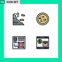 Universal Icon Symbols Group of 4 Modern Filledline Flat Colors of under art rock pepperoni design Editable Vector Design Elements