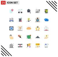 25 User Interface Flat Color Pack of modern Signs and Symbols of course app graduation knife kitchen Editable Vector Design Elements
