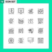 Mobile Interface Outline Set of 16 Pictograms of green environment india ecology suitcase Editable Vector Design Elements