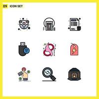 Universal Icon Symbols Group of 9 Modern Filledline Flat Colors of signal devices news computers medical Editable Vector Design Elements