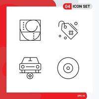 Mobile Interface Line Set of 4 Pictograms of golden ratio important science add vehicles Editable Vector Design Elements