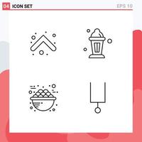 Pack of 4 Modern Filledline Flat Colors Signs and Symbols for Web Print Media such as arrow food direction lamp breakfast Editable Vector Design Elements