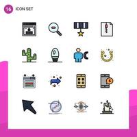 16 Creative Icons Modern Signs and Symbols of bulb cactus army zip archive Editable Creative Vector Design Elements