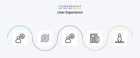 paquete de iconos de la línea 5 de la experiencia del usuario que incluye una hoja de texto. hoja . documento . usuario vector