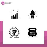 Universal Solid Glyphs Set for Web and Mobile Applications analytics cup web ice cream reward Editable Vector Design Elements