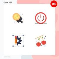 Modern Set of 4 Flat Icons Pictograph of baking ui pizza off design Editable Vector Design Elements