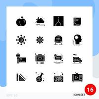 Mobile Interface Solid Glyph Set of 16 Pictograms of money signing space sign page Editable Vector Design Elements