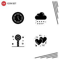 Set of 4 Modern UI Icons Symbols Signs for clock fun products drop party Editable Vector Design Elements