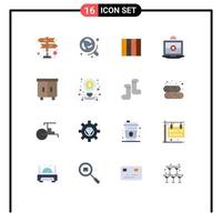 Group of 16 Flat Colors Signs and Symbols for decor computing tile laptop wood Editable Pack of Creative Vector Design Elements