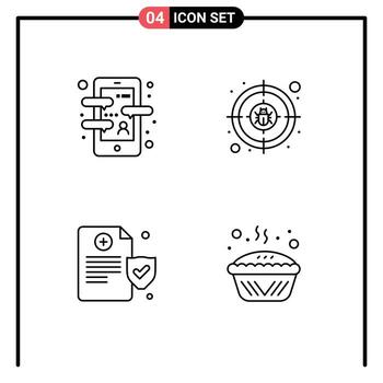 Universal Icon Symbols Group of 4 Modern Filledline Flat Colors of app health language cyber policy Editable Vector Design Elements