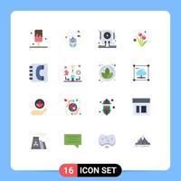 16 Thematic Vector Flat Colors and Editable Symbols of contacts communication drive book present Editable Pack of Creative Vector Design Elements