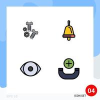 Pictogram Set of 4 Simple Filledline Flat Colors of bolt human tools school call Editable Vector Design Elements