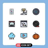 Universal Icon Symbols Group of 9 Modern Filledline Flat Colors of web window prize city water Editable Vector Design Elements