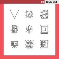 Universal Icon Symbols Group of 9 Modern Outlines of sword shopping location payment banking Editable Vector Design Elements