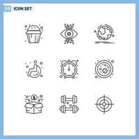 Outline Pack of 9 Universal Symbols of efficiency wheel eye medical connection Editable Vector Design Elements