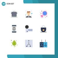 Stock Vector Icon Pack of 9 Line Signs and Symbols for camcorder space work science sign Editable Vector Design Elements