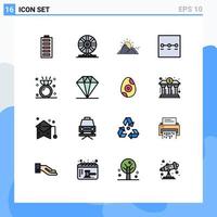 Set of 16 Modern UI Icons Symbols Signs for wizard layout laboratory sun nature Editable Creative Vector Design Elements