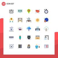 Flat Color Pack of 25 Universal Symbols of north compass location switch off Editable Vector Design Elements