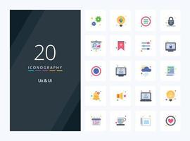 20 ux y ui icono de color plano para presentación vector